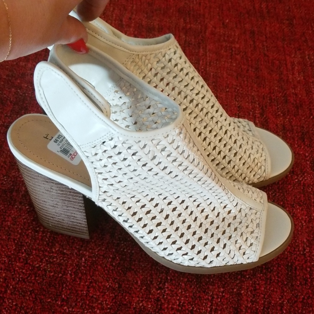 White open toe booties size 10